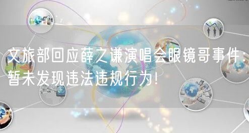 文旅部回应薛之谦演唱会眼镜哥事件：暂未发现违法违规行为！