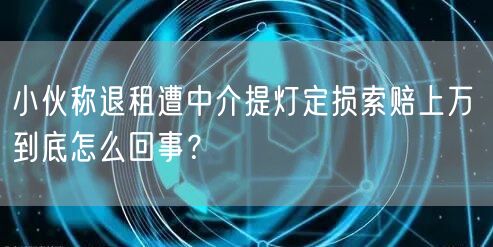 小伙称退租遭中介提灯定损索赔上万 到底怎么回事？