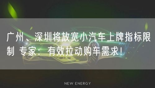 广州、深圳将放宽小汽车上牌指标限制 专家：有效拉动购车需求！