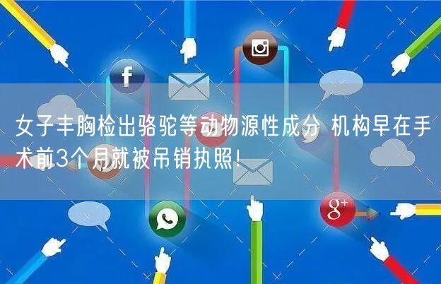 女子丰胸检出骆驼等动物源性成分 机构早在手术前3个月就被吊销执照！
