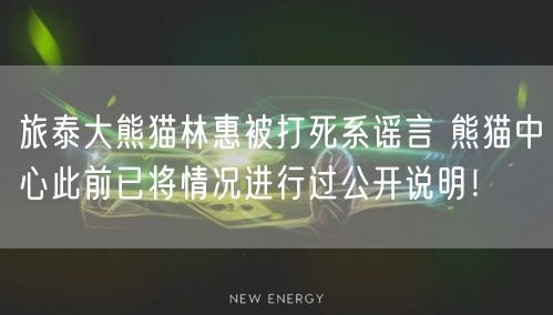旅泰大熊猫林惠被打死系谣言 熊猫中心此前已将情况进行过公开说明！