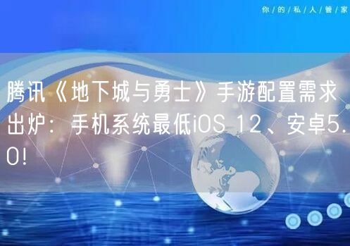 腾讯《地下城与勇士》手游配置需求出炉：手机系统最低iOS 12、安卓5.0！