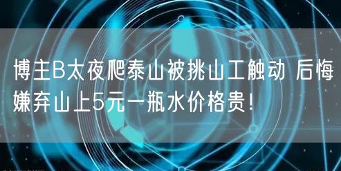 博主B太夜爬泰山被挑山工触动 后悔嫌弃山上5元一瓶水价格贵！