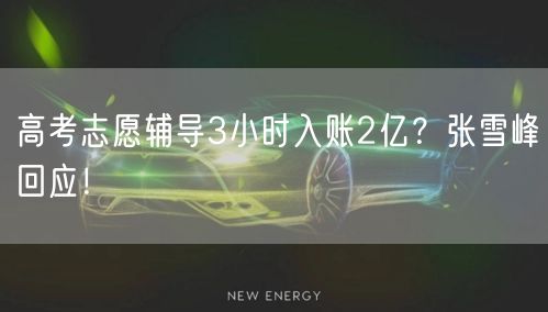 高考志愿辅导3小时入账2亿？张雪峰回应！