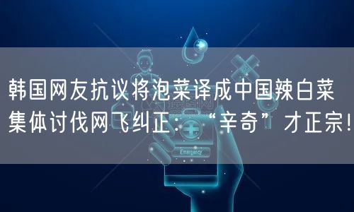 韩国网友抗议将泡菜译成中国辣白菜 集体讨伐网飞纠正：“辛奇”才正宗！