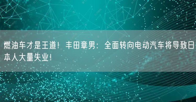 燃油车才是王道！丰田章男：全面转向电动汽车将导致日本人大量失业！