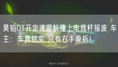 昊铂GT开定速巡航撞上电线杆报废 车主：车真结实 只有右手骨折！
