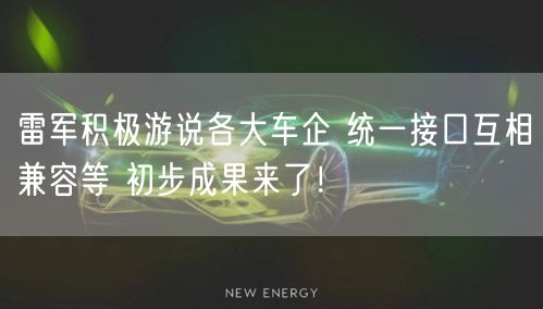 雷军积极游说各大车企 统一接口互相兼容等 初步成果来了！