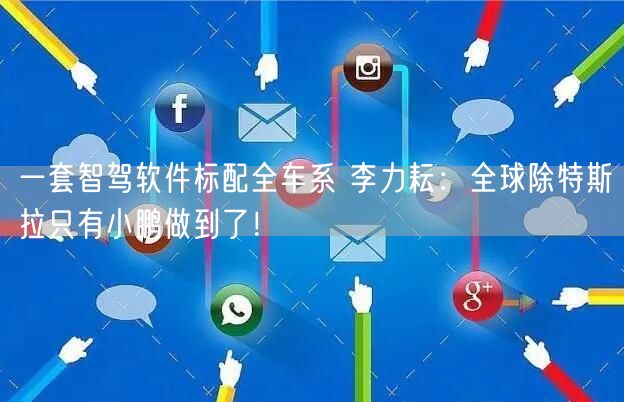 一套智驾软件标配全车系 李力耘：全球除特斯拉只有小鹏做到了！