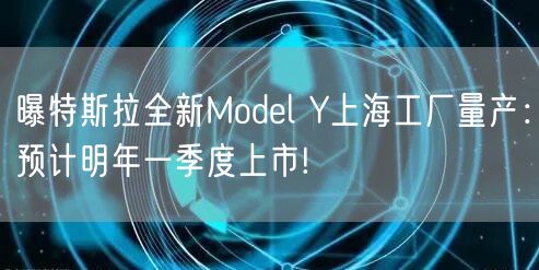 曝特斯拉全新Model Y上海工厂量产：预计明年一季度上市!