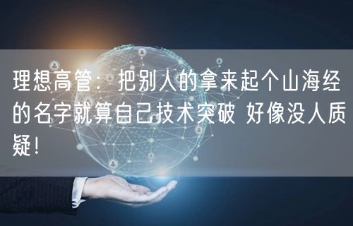理想高管：把别人的拿来起个山海经的名字就算自己技术突破 好像没人质疑！