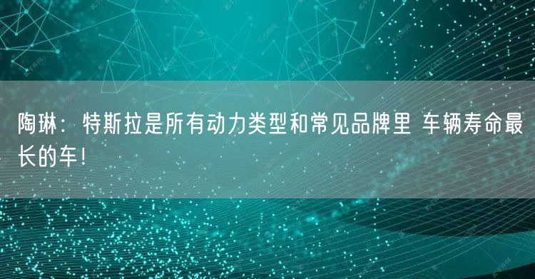 陶琳：特斯拉是所有动力类型和常见品牌里 车辆寿命最长的车！