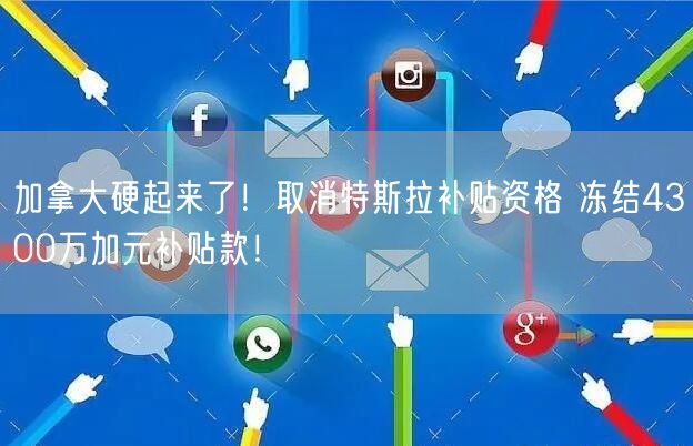 加拿大硬起来了！取消特斯拉补贴资格 冻结4300万加元补贴款！