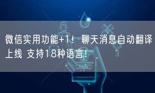 微信实用功能+1！聊天消息自动翻译上线 支持18种语言！