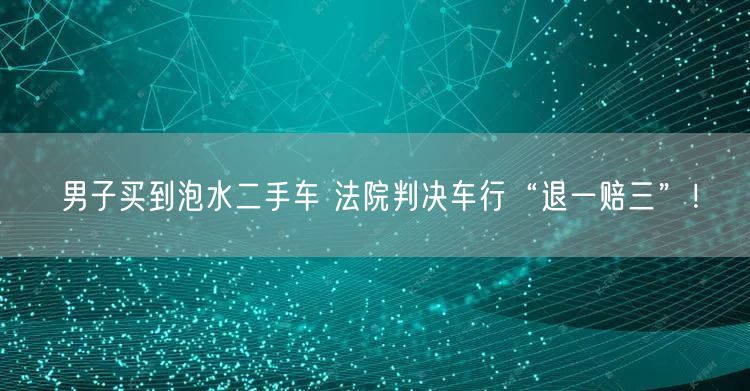男子买到泡水二手车 法院判决车行“退一赔三”！