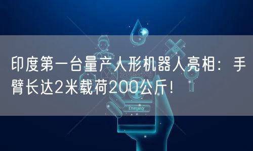 印度第一台量产人形机器人亮相：手臂长达2米载荷200公斤！