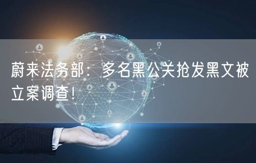 蔚来法务部：多名黑公关抢发黑文被立案调查！