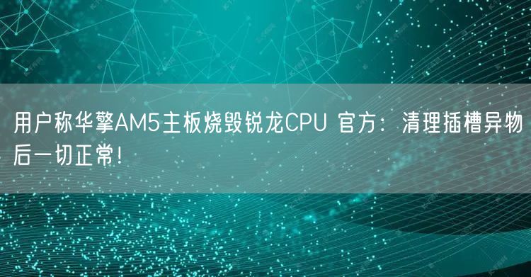 用户称华擎AM5主板烧毁锐龙CPU 官方：清理插槽异物后一切正常！