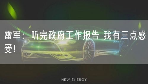 雷军：听完政府工作报告 我有三点感受！