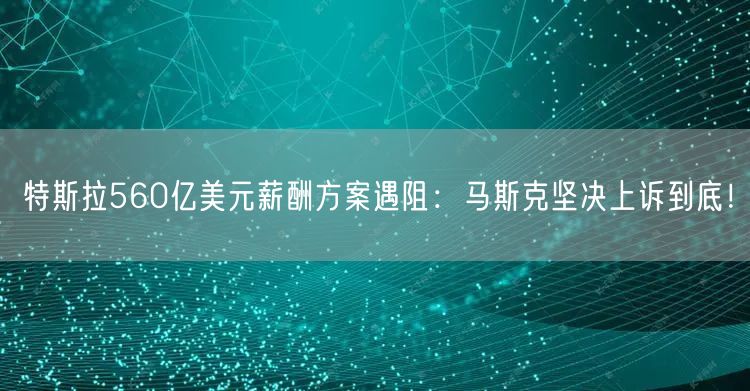 特斯拉560亿美元薪酬方案遇阻：马斯克坚决上诉到底！