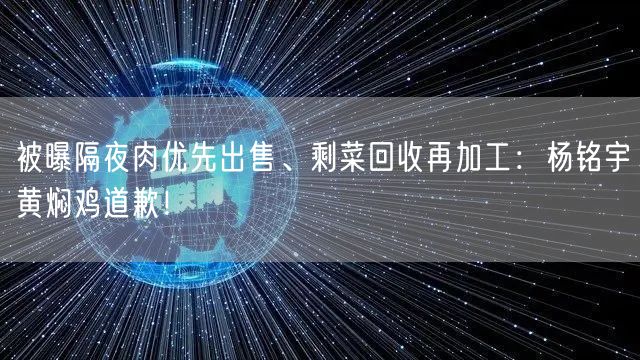 被曝隔夜肉优先出售、剩菜回收再加工：杨铭宇黄焖鸡道歉！