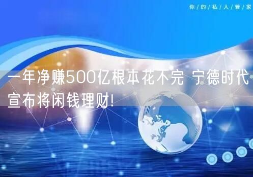 一年净赚500亿根本花不完 宁德时代宣布将闲钱理财!