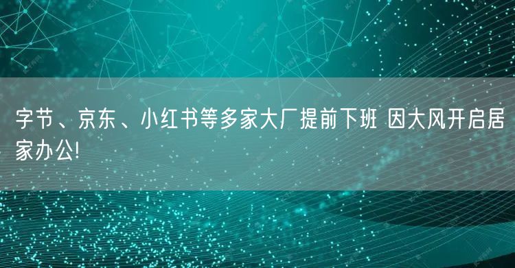 字节、京东、小红书等多家大厂提前下班 因大风开启居家办公!