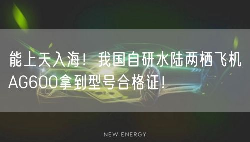 能上天入海！我国自研水陆两栖飞机AG600拿到型号合格证！