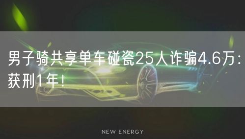 男子骑共享单车碰瓷25人诈骗4.6万：获刑1年！
