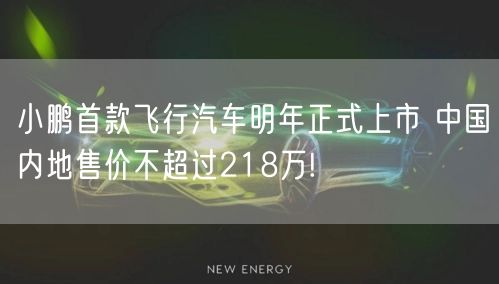 小鹏首款飞行汽车明年正式上市 中国内地售价不超过218万!