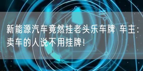 新能源汽车竟然挂老头乐车牌 车主：卖车的人说不用挂牌！